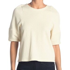 Cream Madewell Button Back Ottoman Jacquard Top Size S